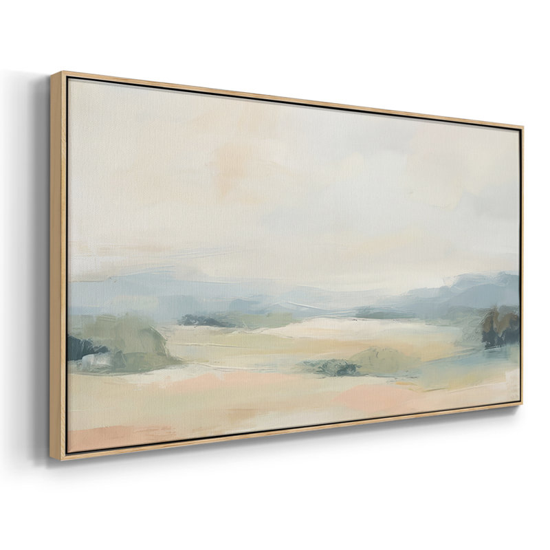 Chanson de la nature abstraite II - Toile tendue avec châssis encadré - Prêt à être accroché, H 25 po x l 49 po, Naturel