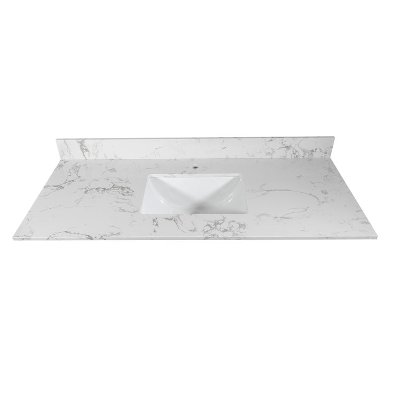Plateau de meuble-lavabo simple 43 po blanc avec lavabo