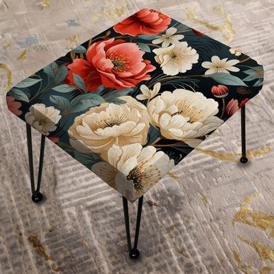 Elegant Maritime Red And White Gardens - Floral Rectangle Ottoman