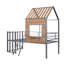 Lit mezzanine simple en métal avec toit et fenêtre-522803458