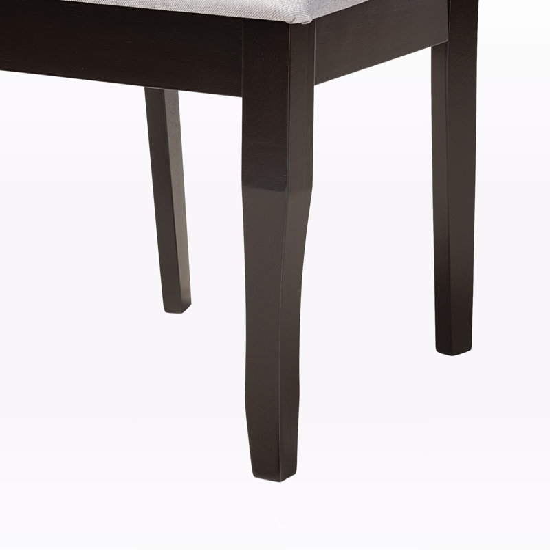 Ensemble de salle à manger 7 pièces Corien avec siège en tissu gris et bois brun, H 37,4 po x l 18,7 po x P 20,3 po