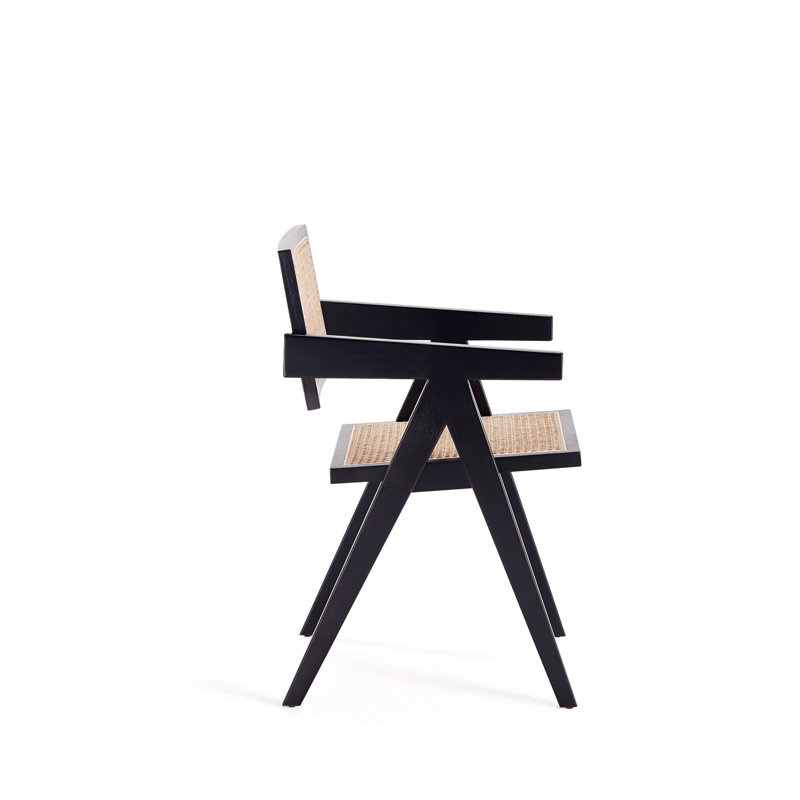 Fauteuil noir et naturel