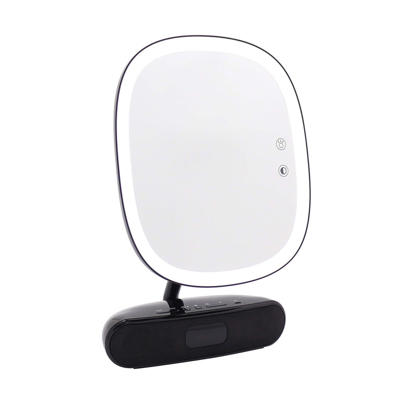 Miroir de maquillage avec lumières DEL et haut-parleur Bluetooth Melody Duotone, Noir