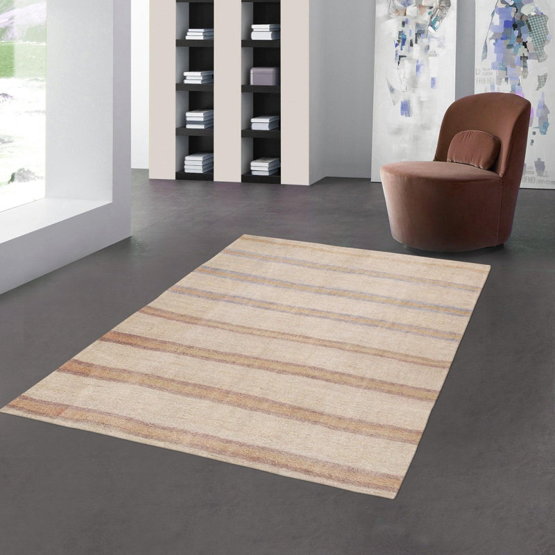 Terriek Striped Area Rug in Ivory