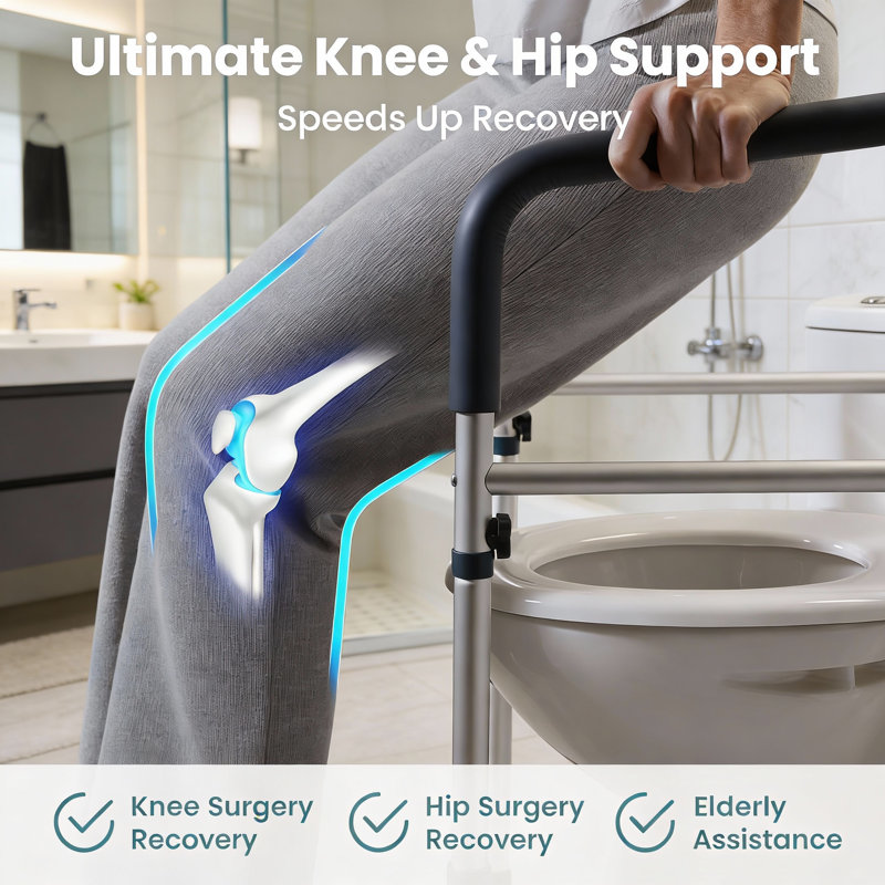 Adjustable Toilet Safety Frame With Padded Handles 350 Lb Capacity Support Rails