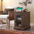 Farmhouse End Table with Charging Station, Storage Cabinet with Glass Door, Adjustable Shelf, USB Ports and Power Outlets, Rustic Side Table for Living Room or Bedroom-1164982223
