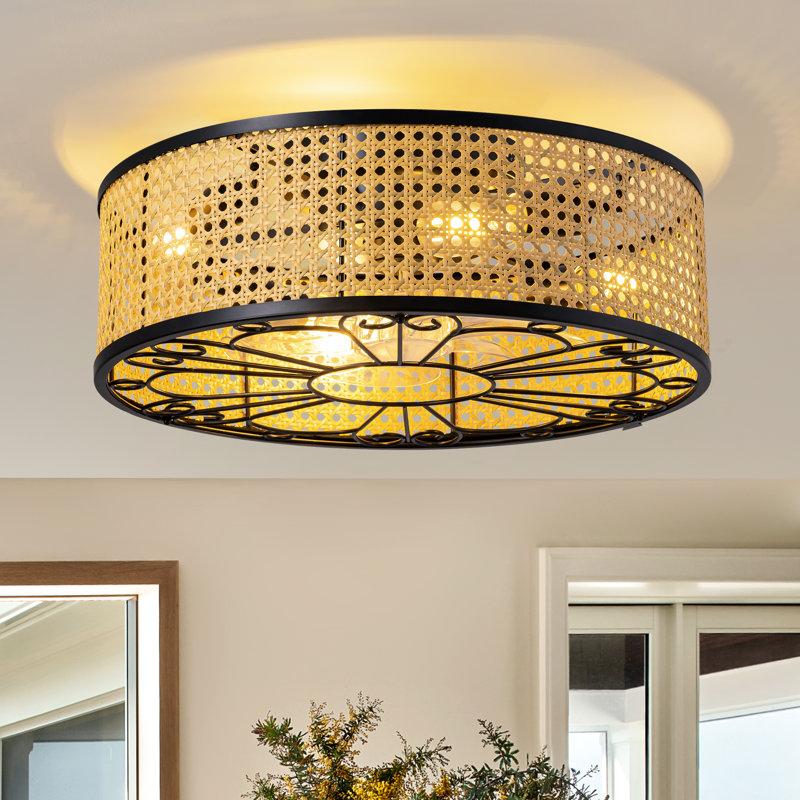 19.3" Boho Caged Ceiling Fan With Lights