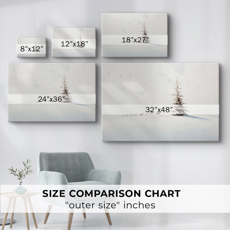 «Silver Silence of Fir» - Toile tendue avec châssis de qualité supérieure, H 12 po x l 18 po