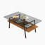 Table basse rectangulaire, plateau en verre trempé avec pieds en métal noir, table de salon moderne, verre gris-98628137
