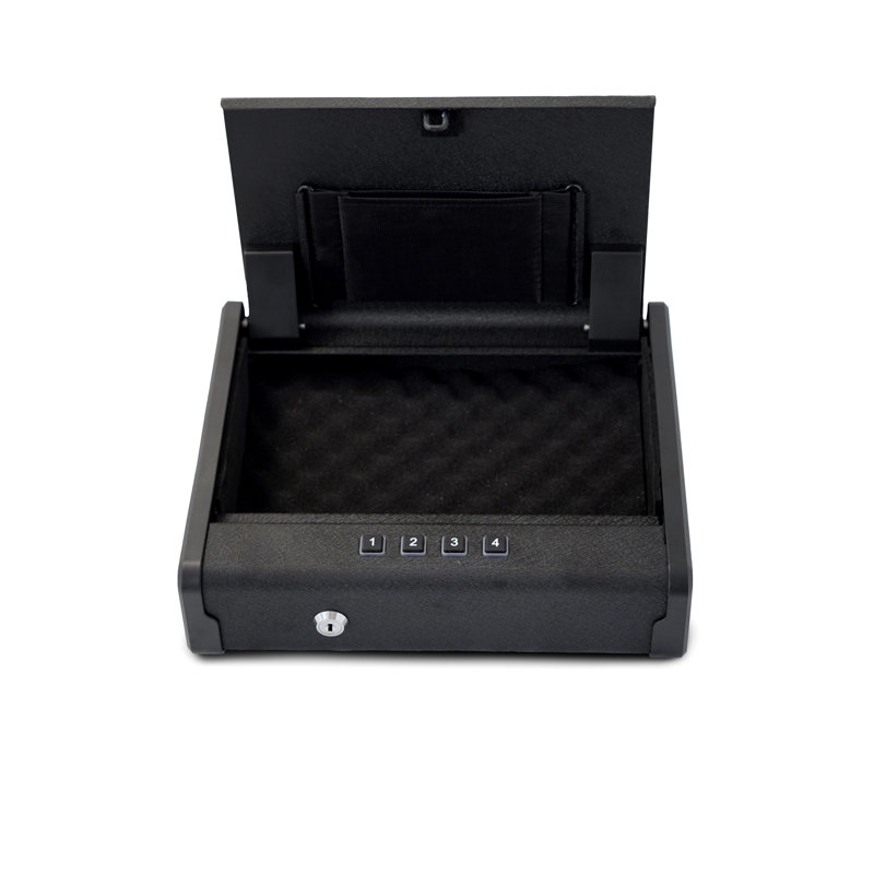Coffre-fort portatif en acier noir mat pour un accès rapide - 11,18 po Profondeur, largeur 9,27 po, hauteur 2,54 po, profondeur 11,15 lb