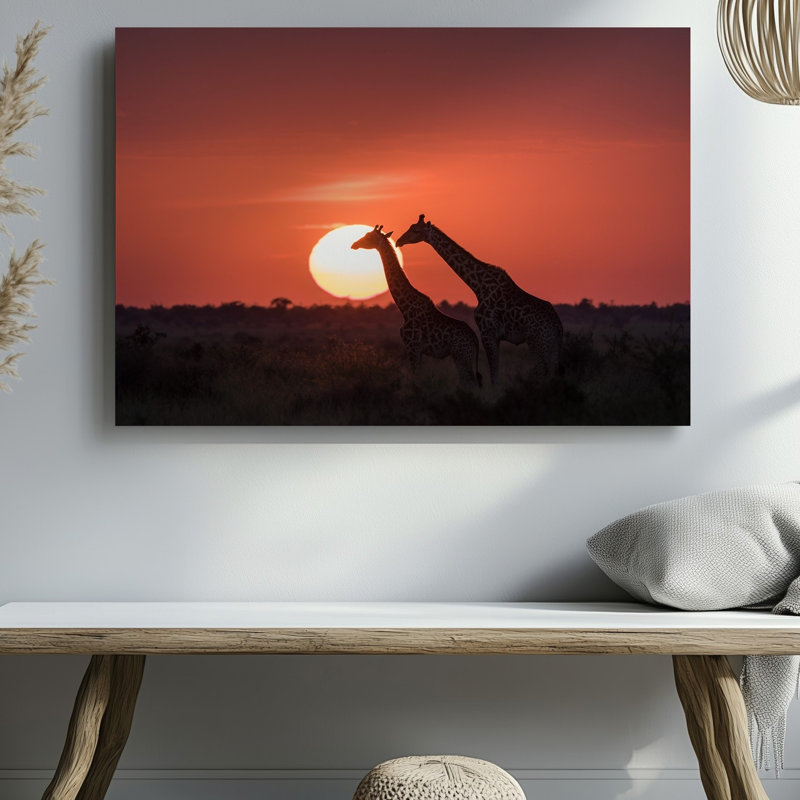 Toile dans la tranquillité de la savane africaine au crépuscule, H 30 po x l 40 po