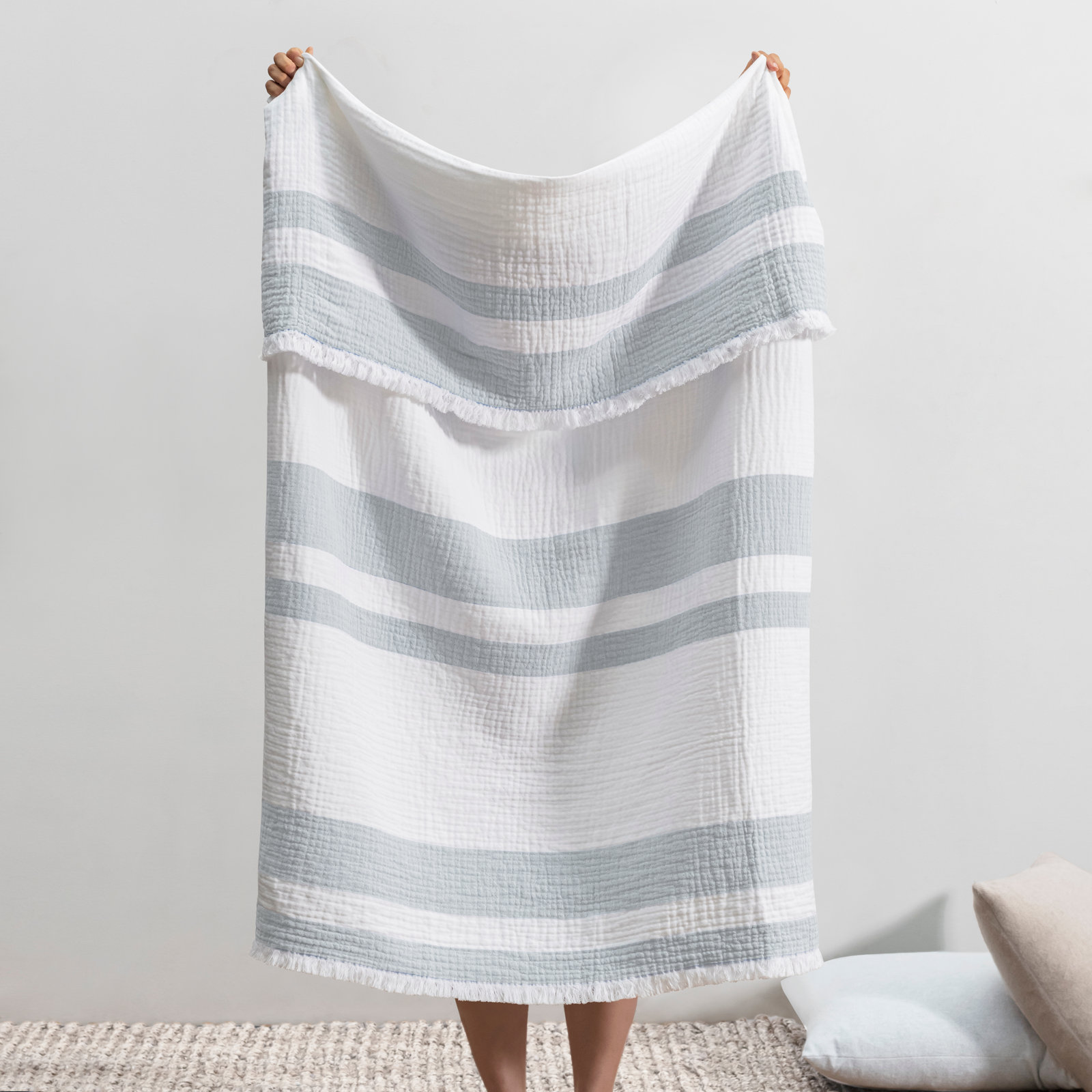 San Marino Cotton Throw Blanket, Glacier