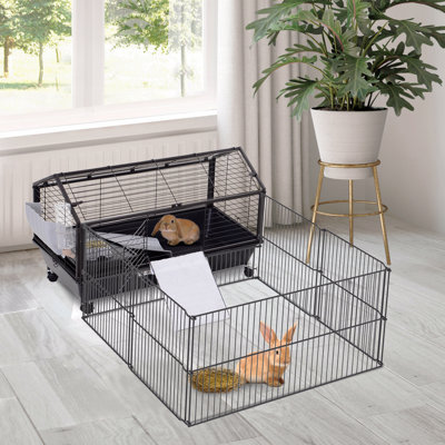 Small Animal Playpen Cage W/ Rolling Caster, Water Bottle