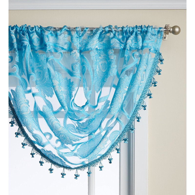 Cantonnière 57 po Kelliher Scroll Elegance, Turquoise