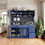 Armoire sur pied l 63 "x H 74,8" avec rehausse, 6 tiroirs, 5 armoires, prise de courant, porte-serviettes-1012395916