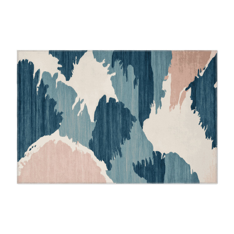 Watercolor Beige Indoor and Outdoor Area Rug, Rectangle 3' x 5'