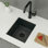 Évier de cuisine en composite de granite noir à simple cuve encastrable L 18 pi x l 16 po