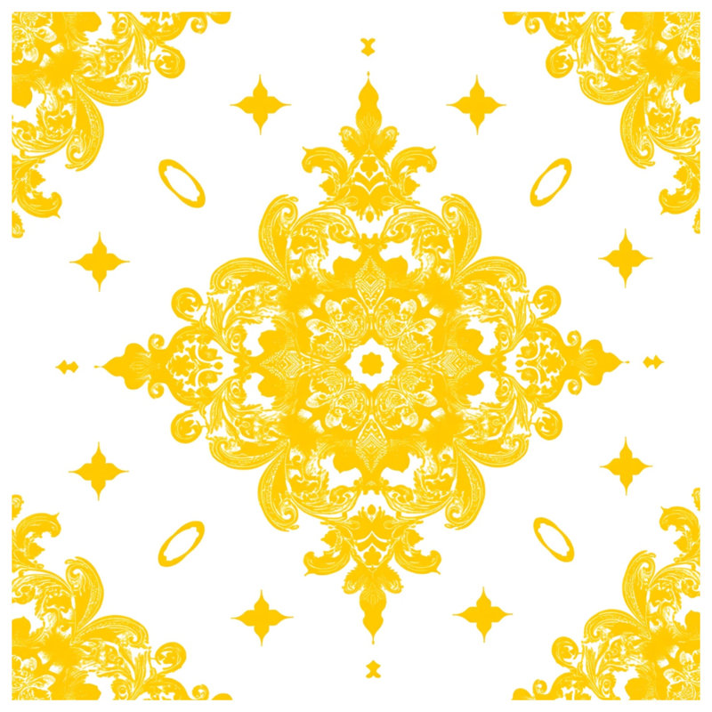 Yellow Ornate Damask Quilted Bedspread All Sizes, Twin