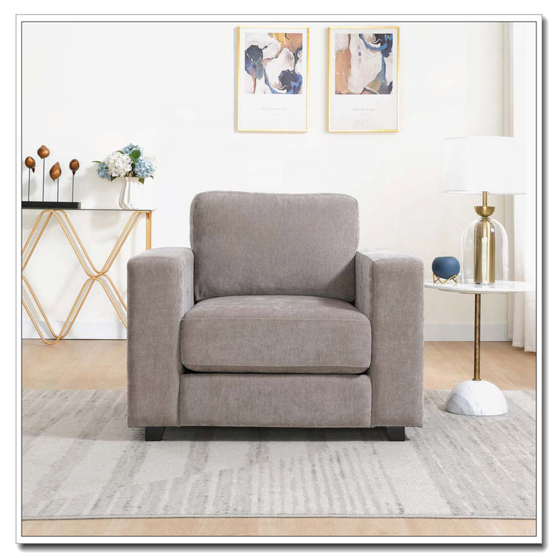 Fauteuil d'appoint en tissu chenille avec fauteuil Chenille, Marron clair