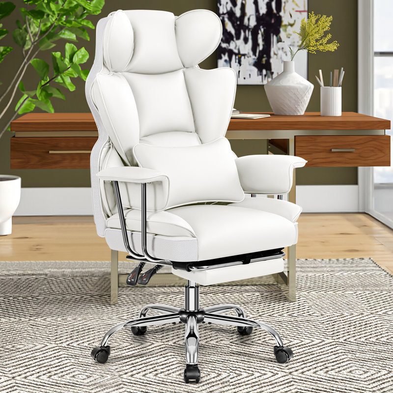 Faux Leather Executive Computer Chair, White