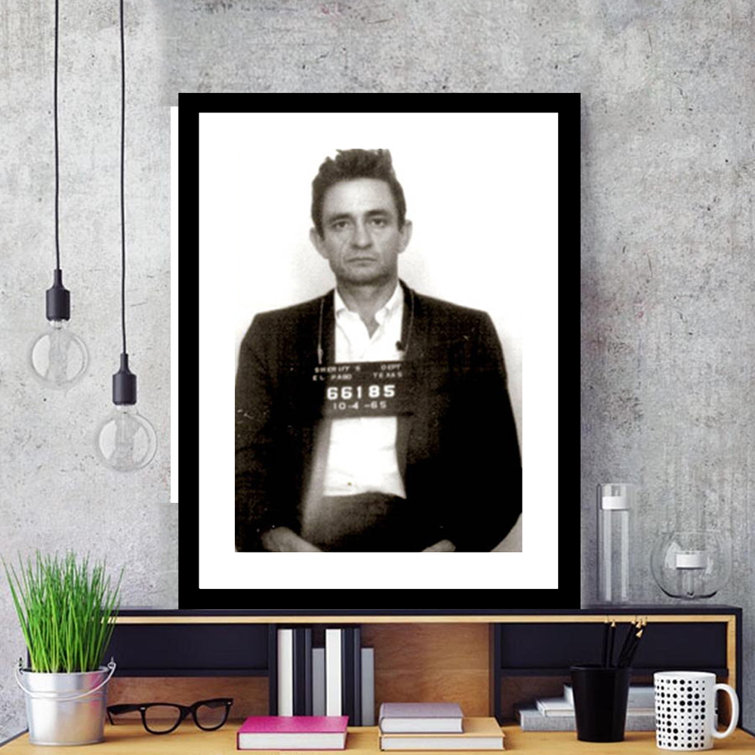 Venice Beach Collections Johnny Cash 1965 Mugshot Framed Painting ...