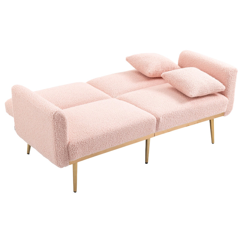 Canapé, canapé d'appoint, canapé avec pieds en métal, Doublon rose en peluche