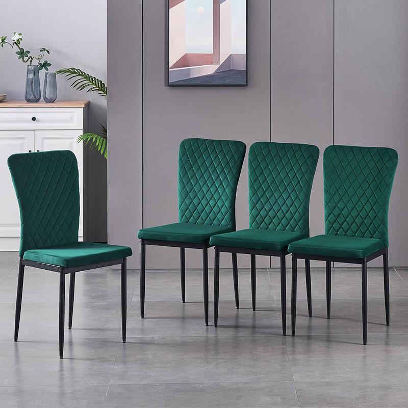 Leilauni Tufted Upholstered Velvet Armless Dining Chair, Green