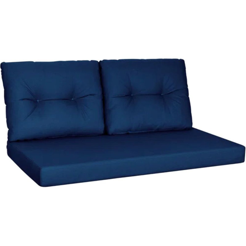 Outdoor 4" Replacement Loveseat Cushion Set, Deep Seat and Backrest Cushion Set, Blue