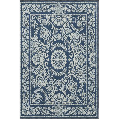 Blue Star Knot Patterned Washable Woven Base And Decorative Carpet