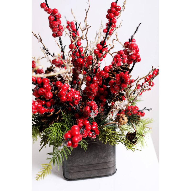 Centres de table floraux en cèdre et bouleau enneigé à pots de fleurs