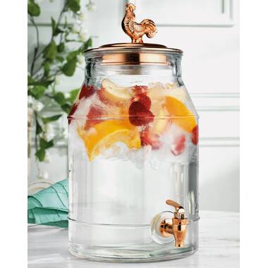 Each 1-Gallon High-Quality Cold Transparent Hammering Glass Drink Dispenser  Is Sealed And Sealed With A Metal Display, Which Is Easy To Fill And