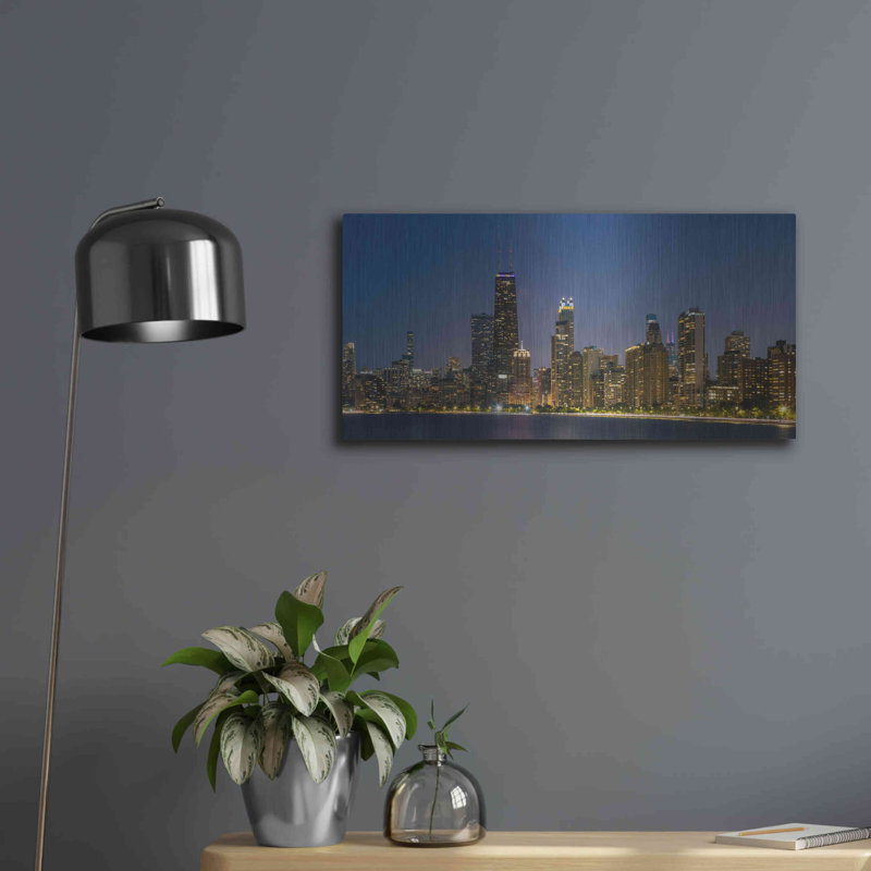 «Night Night Chicago», art mural en métal, H 12 po x l 24 po