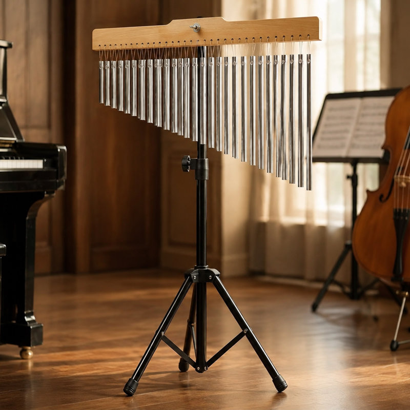 Ensemble de carillon musical 36 tons, trépied réglable avec barres chromées