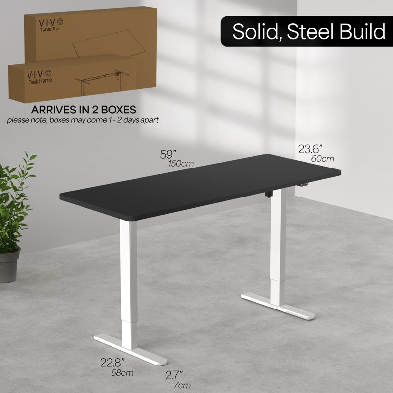 Rustic Vintage Brown & White Electric Adjustable Standing Desk