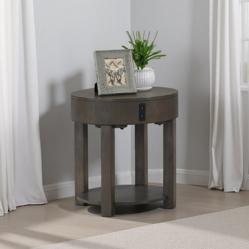 20"W MDF End Table With USB Ports