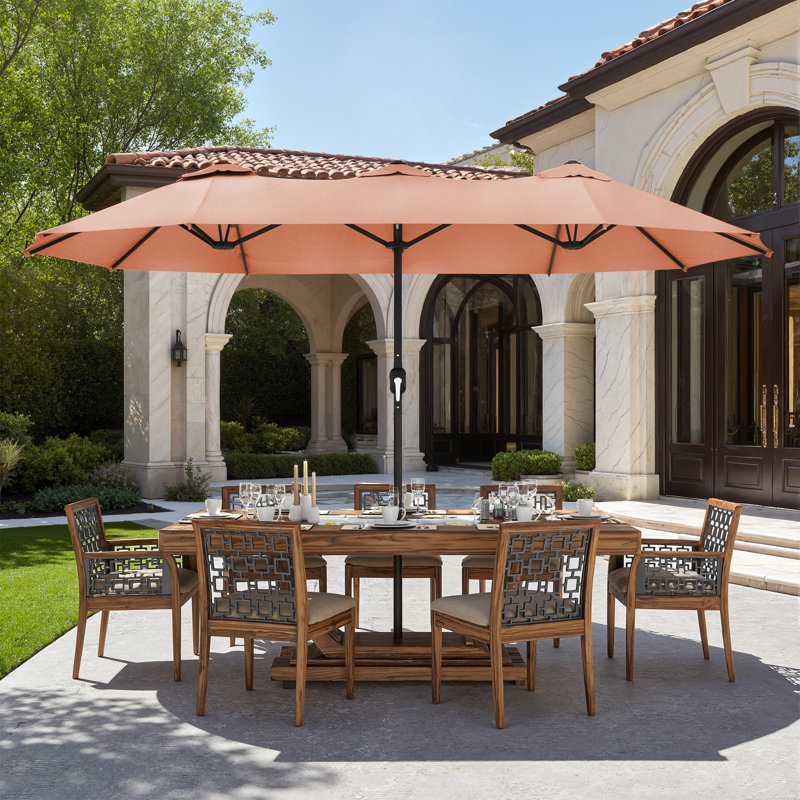 Parasol de marché rectangulaire 12,5 pi x 6,7 pi sans base, Rose