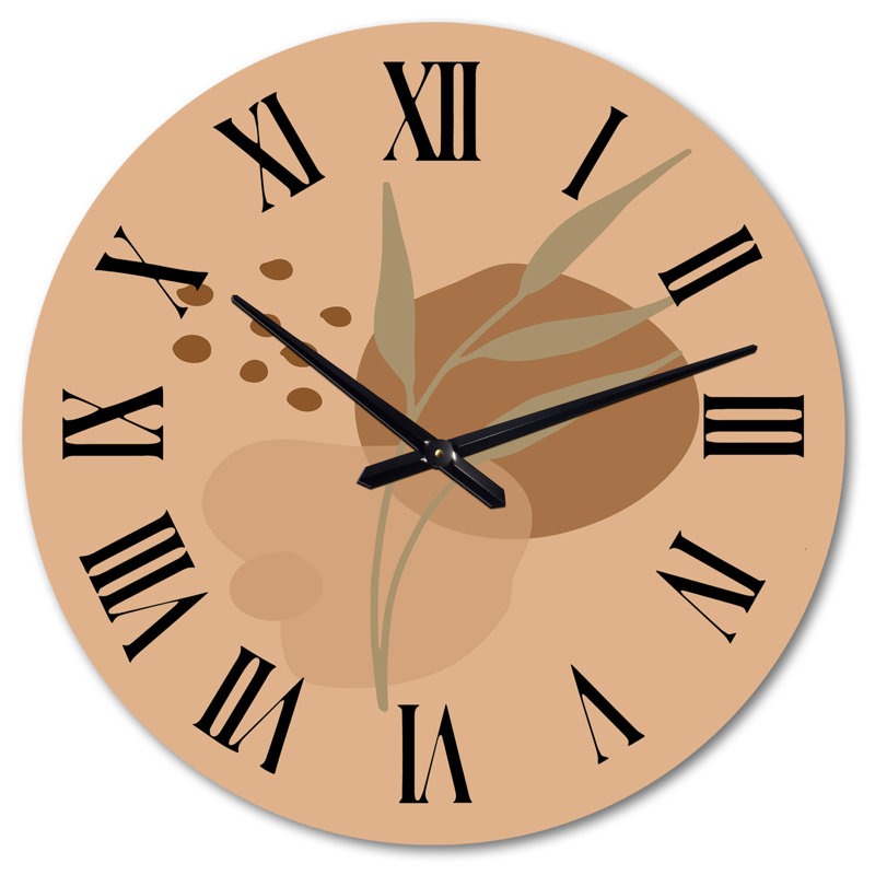 Horloge murale Minimal Boho Botanicals in Earth Tones II, Très grand