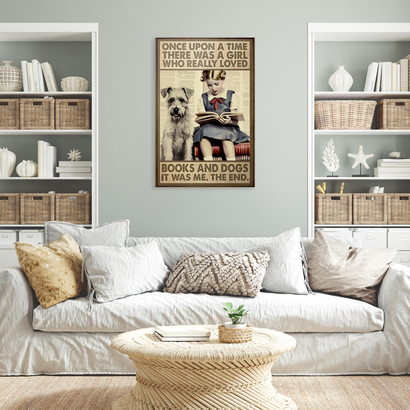 A Girl Who Really Loved Books And Dogs - 1 Piece Rectangle Graphic Art Print On Wrapped Canvas, H 36 po x l 24 po x P 1,25 po