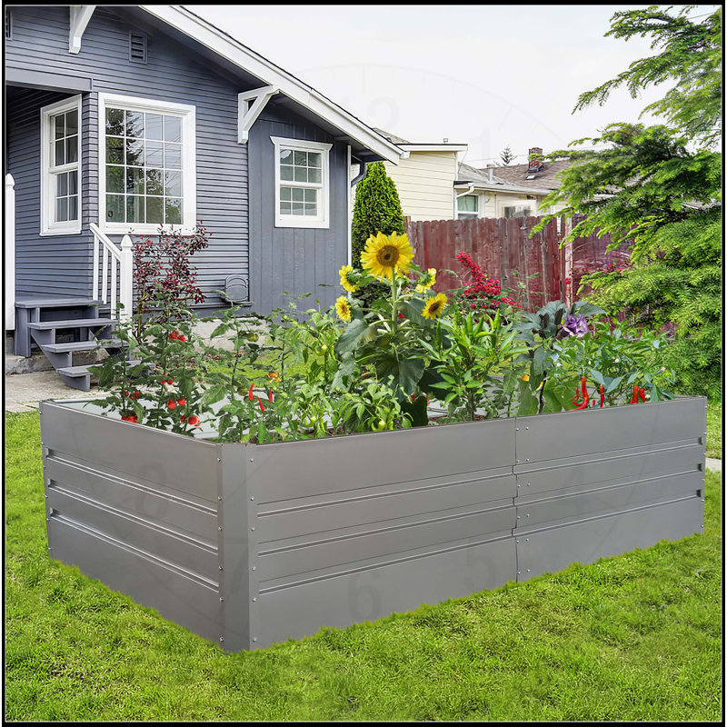  Lit de jardin en métal, H 22,05 po x l 94,5 po x P 47,2 po, 2