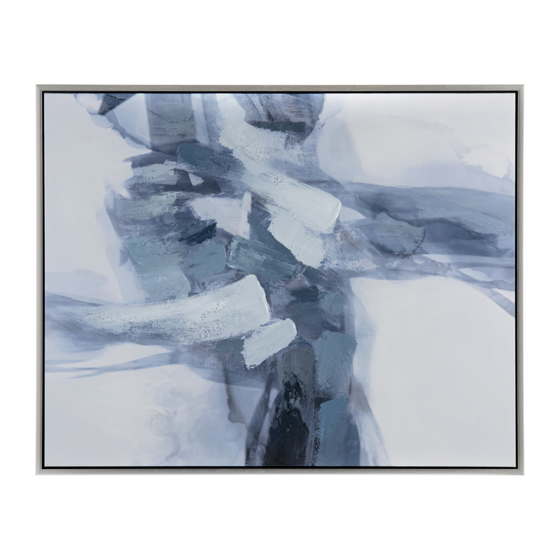 Warren Abstract Blue Framed Canvas Wall Art