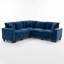 Canapé d'angle en L 5 places de 229 cm (90 po) avec accoudoirs de rangement, canapé moderne Cloud en tissu chenille, canapé d'angle confortable à assise profonde avec rangement intégré, 3 coussins décoratifs, bleu-1725171059