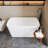 49 Inch Freestanding Bathtub, Acrylic Sit-In Soaking Tub with Chrome Drain & Overflow, Glossy White Modern Design, Compact Space-Saving Bath for Bathrooms-125243836
