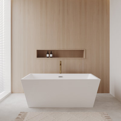 Baignoire de trempage autoportante en acrylique avec robinet 63 po x 32 po Sara