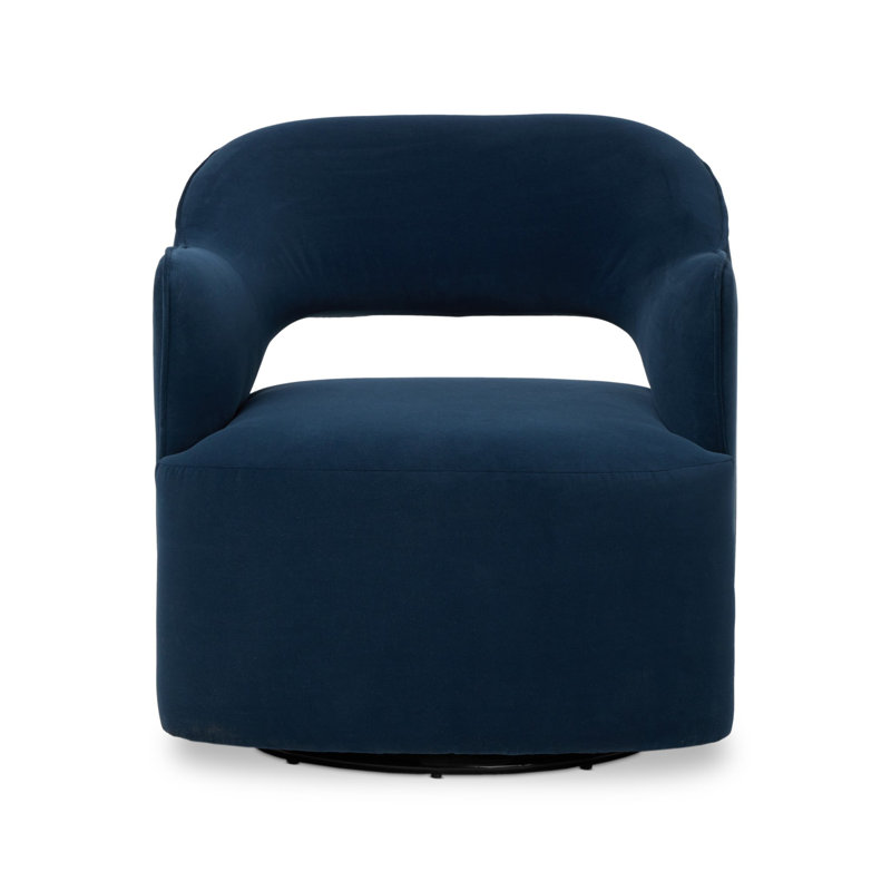 BLYTHE Swivel Armchair, Crypton Henry Navy Polyester