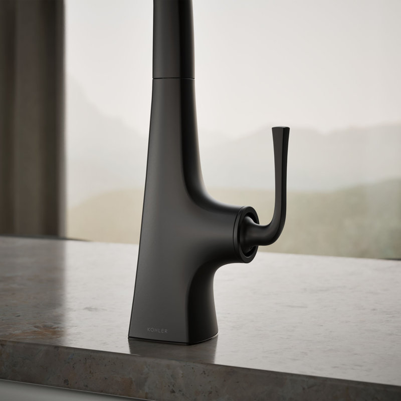 Robinet d'évier de cuisine avec bec latéral Graze, Noir mat