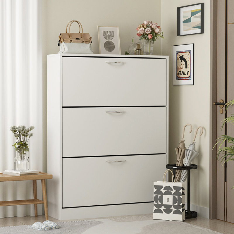 Armoire de rangement pour chaussures 47,2 po H 18 paires, Blanc