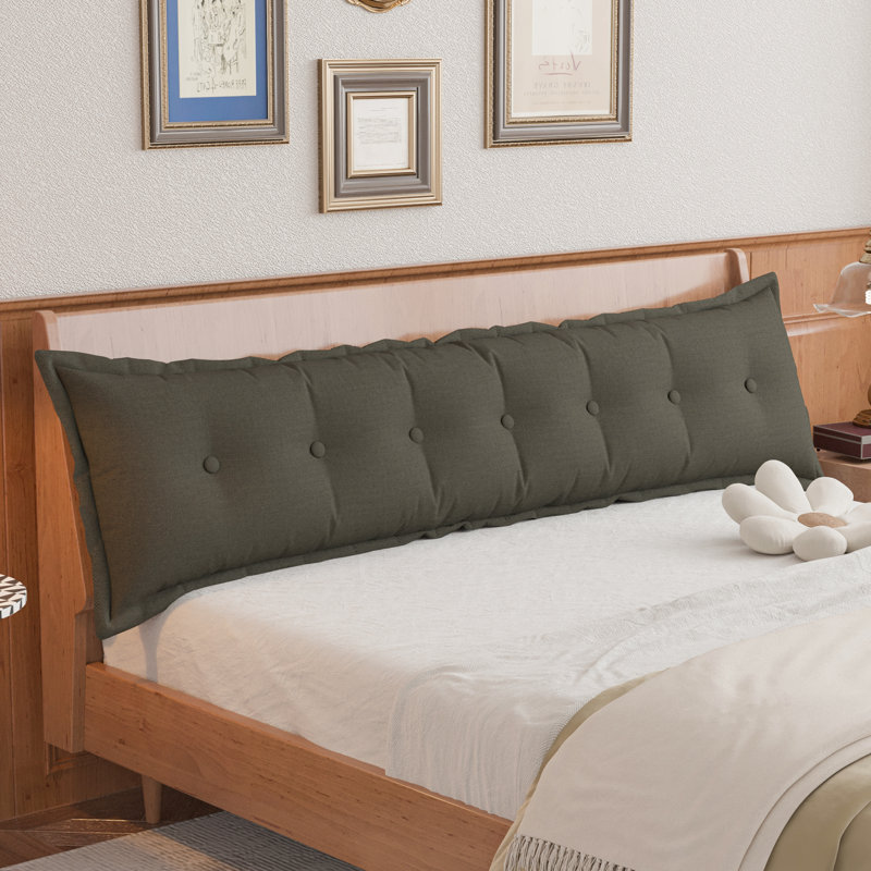 Coussin de siège de tête de lit capitonné à dossier Sit-up Back Comfort, Très grand lit, Gris foncé