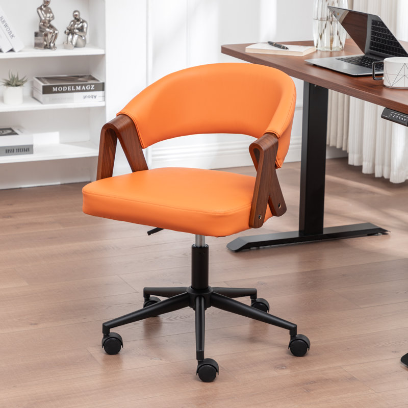 Martha Faux Leather Swivel Office Chair, Orange