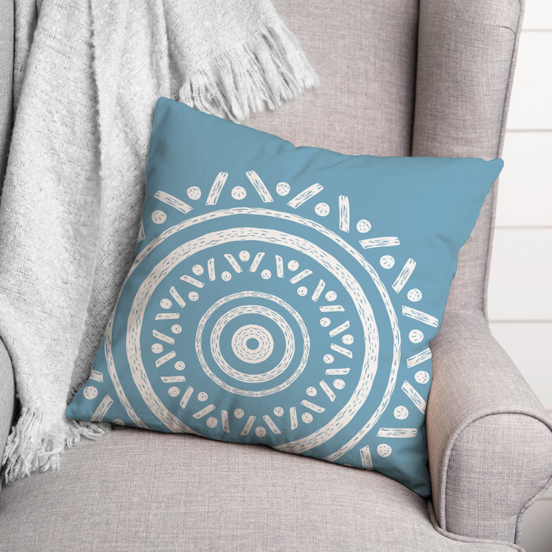  Coussin intérieur / extérieur Medallion, Bleu, 18 po x 18 po