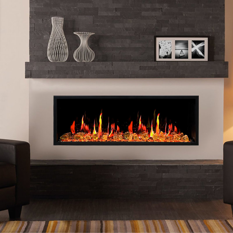 Litedeer Homes Latitude II ZEF48X 48" Smart Electric Fireplace | Ultra-Slim Wall Mounted & Recessed | HD Multi-Flame, Breathing Logs, App Control